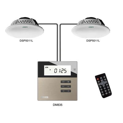 Set DSPPA M2B cu Amplificator 2x10W  de perete DSPPA DM835B (USB/SD/FM/BT)  + 2x boxe de tavan 2x10W  DSP5011L