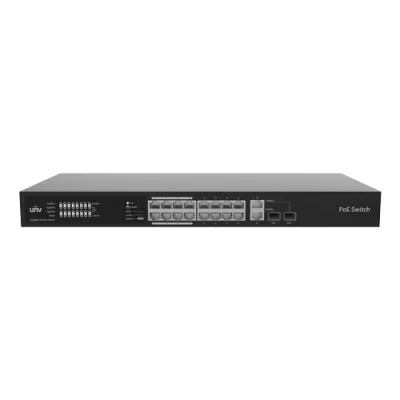 Switch 16 porturi PoE, 2 x Combo Uplink RJ45/SFP gigabit, Unmanaged - UNV NSW2020-16T2GC-POE-IN