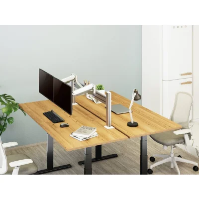 Suport monitor ergonomic birou tip slatwall cu tavita si 2 x suporti monitor, min 17'' - 32'' , max  9kgr/brat