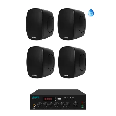 Pachet Sonorizare Terasa 200W pe 100V cu amplif. DSPPA MP250UB si 4x boxe DSP6050 Negru - TG26