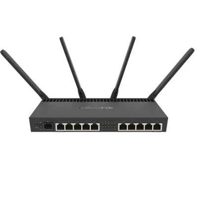 Router 10 x Gigabit, 1 x SFP+ 10Gbps,PoE IN/OUT, RouterOS L5, Wi-Fi - Mikrotik RB4011iGS+5HacQ2HnD-IN
