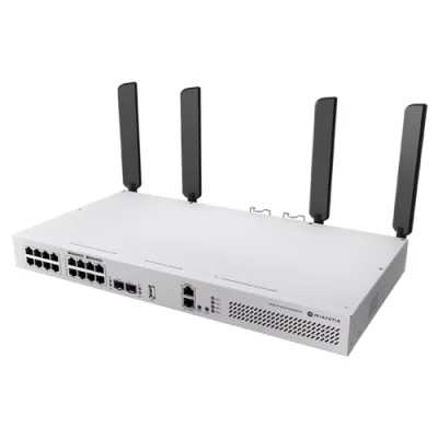Switch L3, Wi-Fi 6 Dual-Band, 8 x RJ45 1G PoE, 8 x RJ45 1G, 2 x SFP+ 10G, 2 x AC, 1U - MikroTik CRS418-8P-8G-2S+5axQ2axQ-RM
