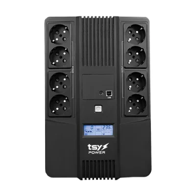 UPS TSY Power, 1000VA/600W, LCD, AVR-repornire automata, Management, 8 x Schuko, 2 x RJ45, 1 X USB type B TSY-D-1K0-LCD