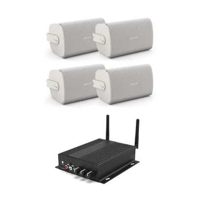 Pachet sonorizare cu Rakoit SA100 si 2 perechi BOSE FS2SE Alb, WiFi Streaming, Internet Radio, Bluetooth