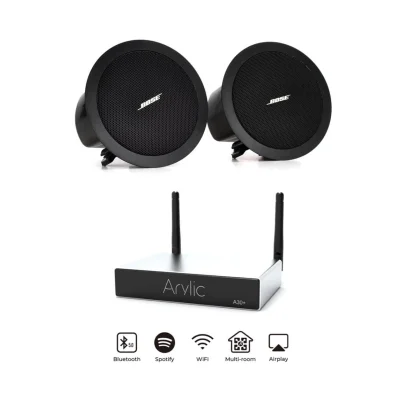 Pachet sonorizare stereo cu Arylic A30+ si 1 pereche BOSE FS2C Negru, WiFi Streaming, Internet Radio, Bluetooth