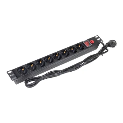 PDU 8 prize Shuko, 19'', 1U, aluminiu cu protectie - ASYTECH Networking ASY-PDU-8
